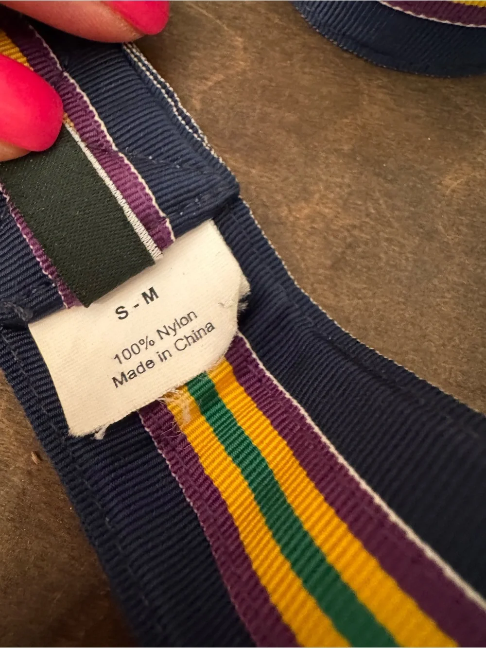 J.Crew Navy Striped Ribbon D-Ring Belt S/M Preppy Web Belt